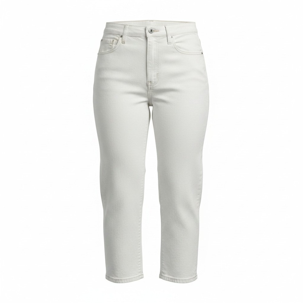 American Eagle Mom Jeans Women 22 Short White Denim Stretch High Rise Spring